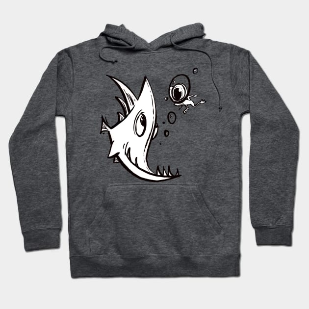 Crazy fish and frog Hoodie by Jason's Doodles